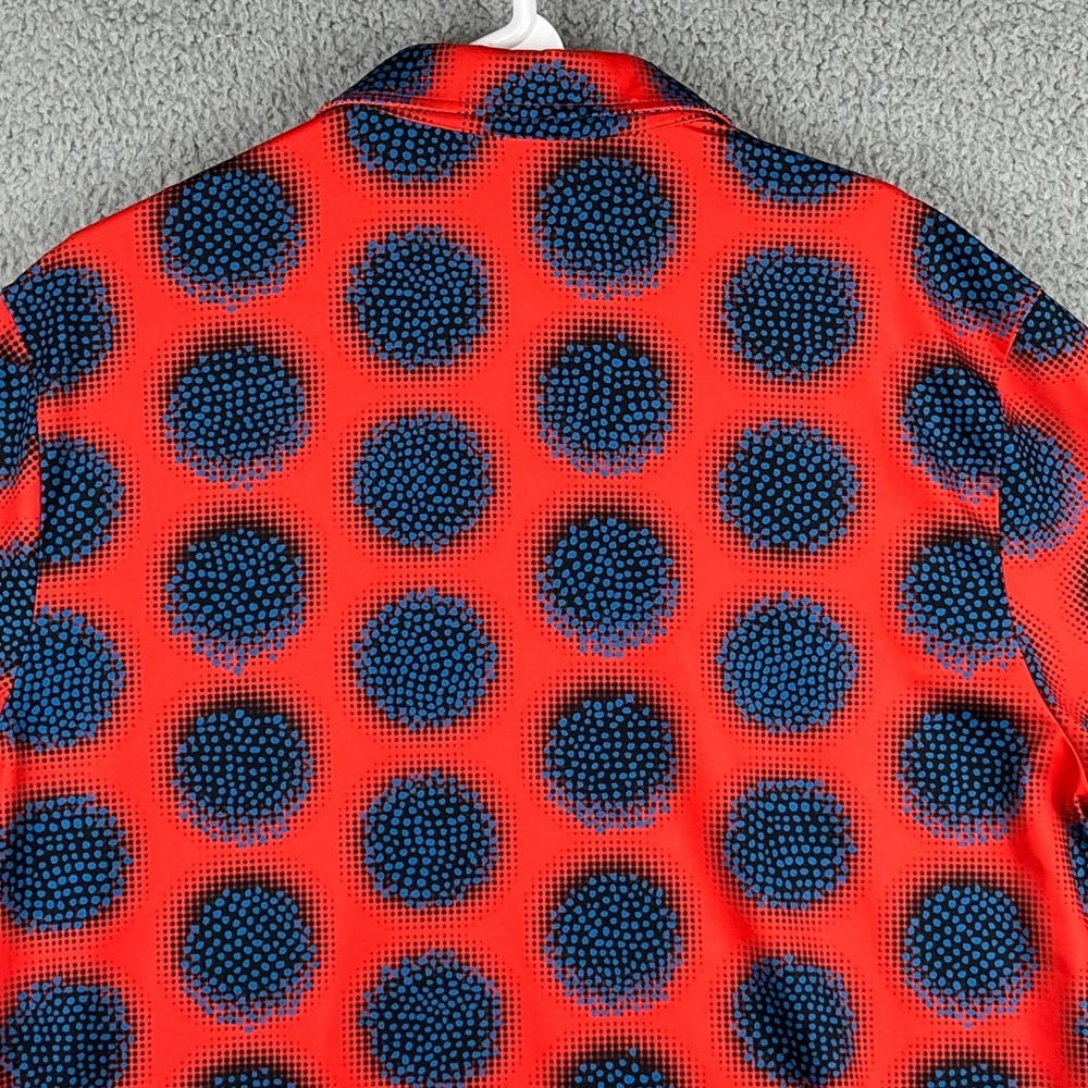 Hreski Polo Shirt Mens Large Red Blue Sphere Balls Abstract Golf Performance - Picture 6 of 11